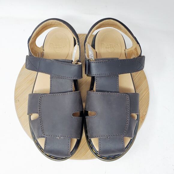 Dr Martens Sandals Womens 6 Moby Brown Leather Chunky Platform Fisherman Shoes - Picture 4 of 12